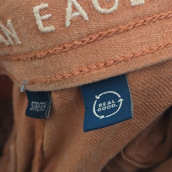 American Eagle 2024 Dreamy Drape Baggy Wide Leg Pants Terracotta Linen Size 18 - Picture 11 of 14